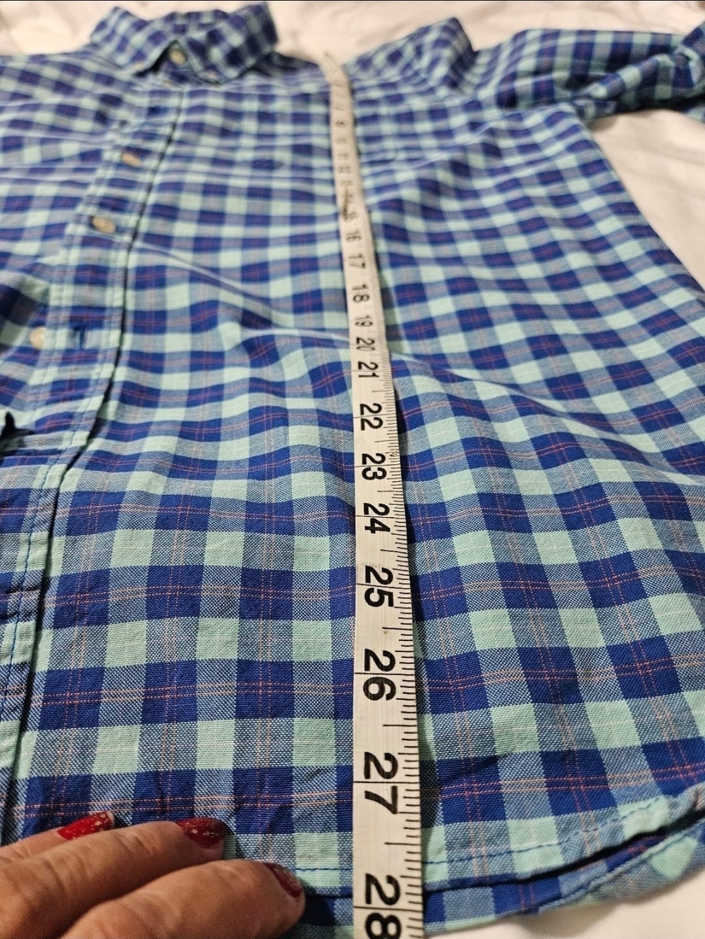 GAP Men's Blue and Teal Plaid Button-Down Shirt - Picture 4 of 6